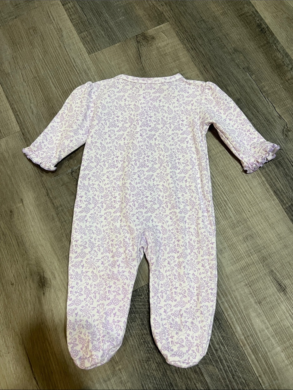 Kissy kissy Blooming Vines Purple Pima Cotton footed zipper sleeper size 3-6M - Picture 4 of 4